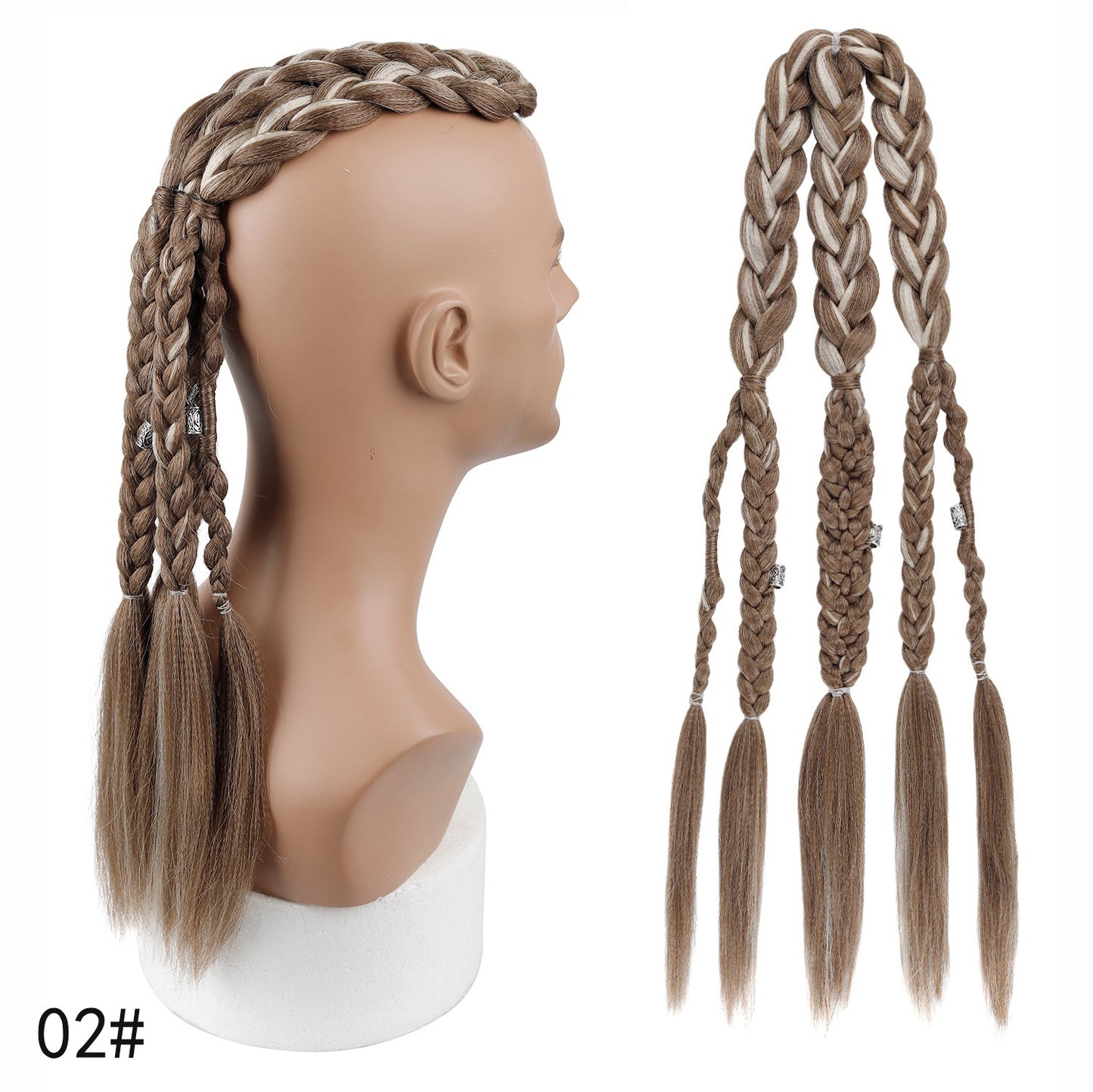 Men's Braid Inch Handmade Clip-on Viking Weave Horse Men's Wig