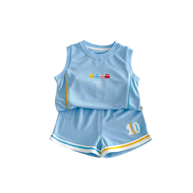 Sports Set Summer Fashionable Cartoon Letter Vest Children's Suit
