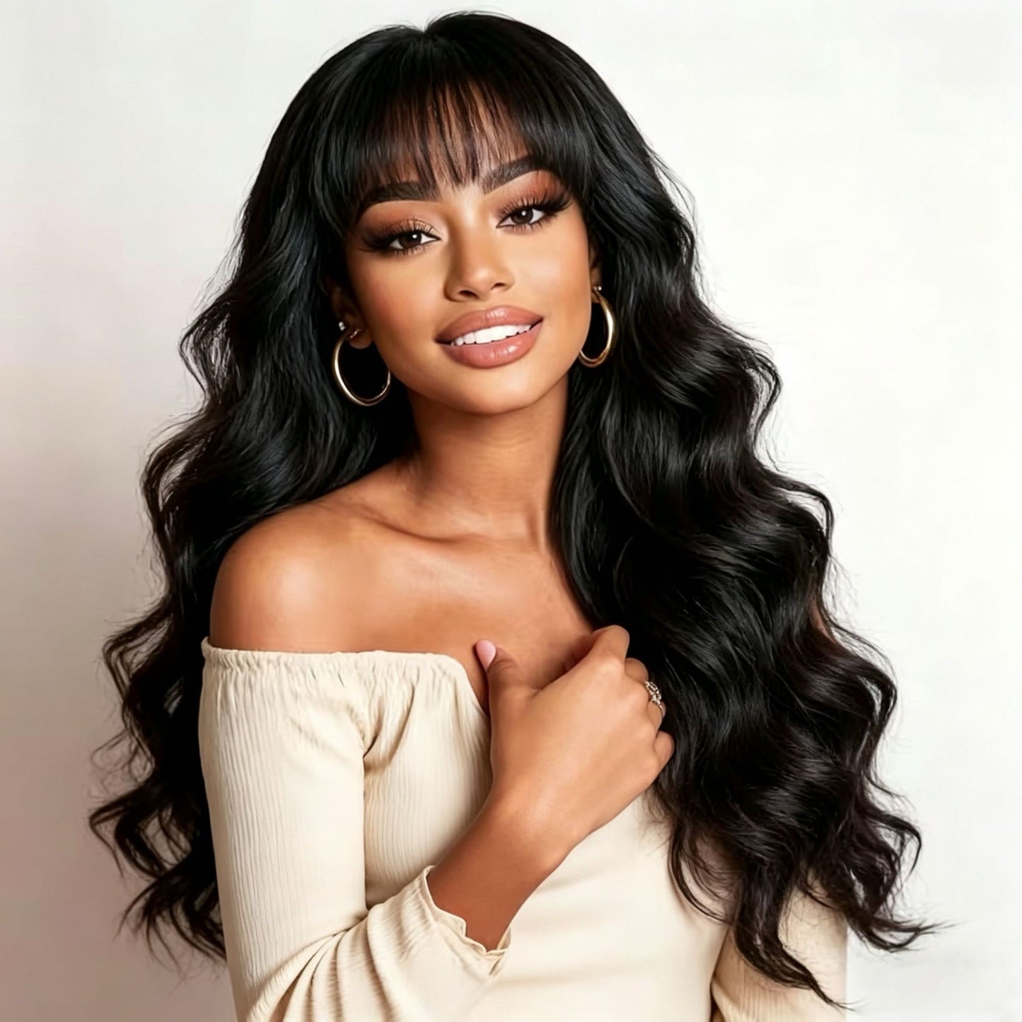 Xinhua Bangs Curly Hair Big Wave Wig Long Curls