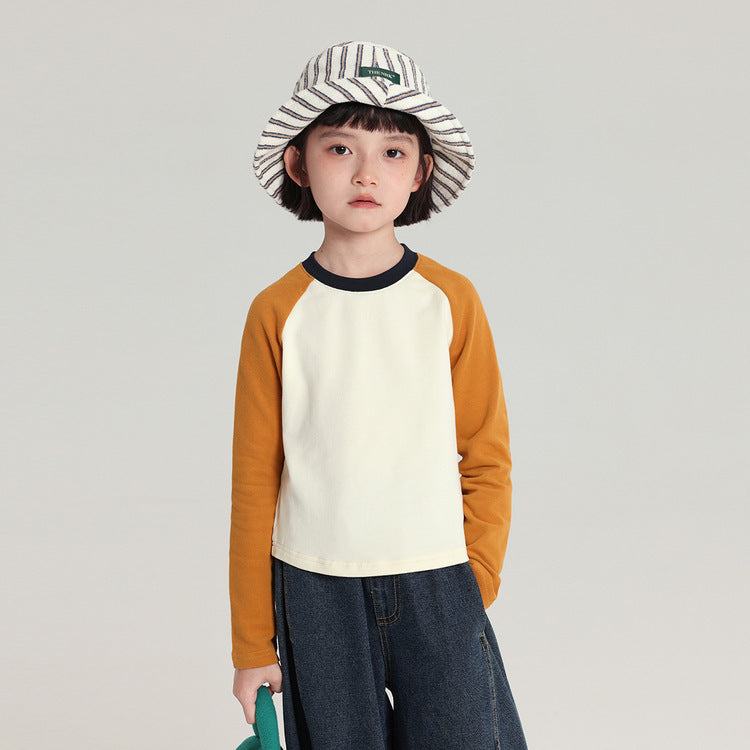 Children's Raglan Sleeves Versatile Round Neck Long Sleeve Children's T-shirt