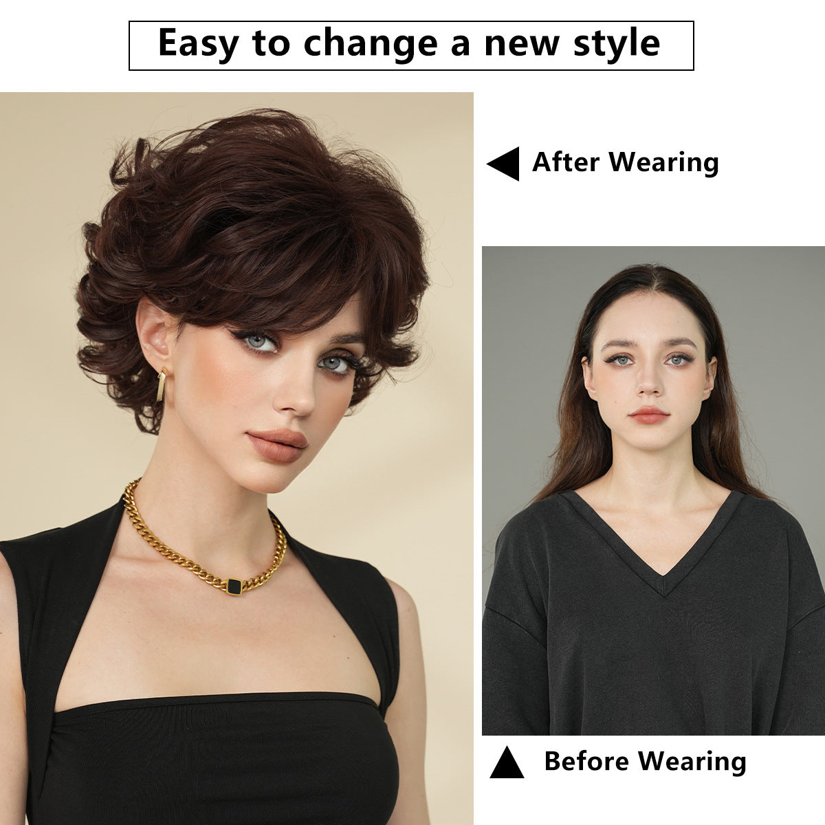 Women's Brown Elf Short Hair Vintage Chemical Fiber Other Wig