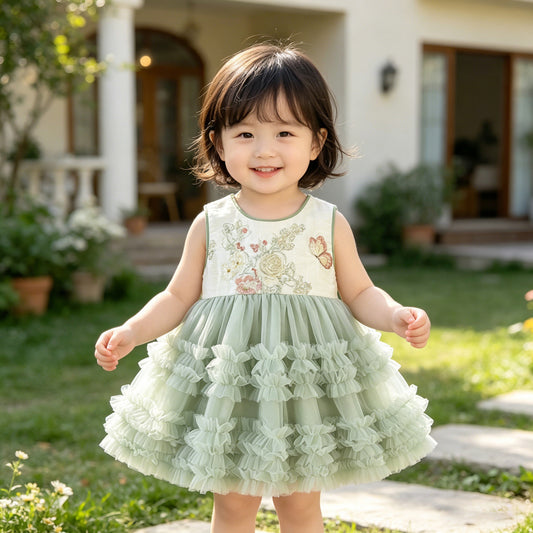 Summer Sweet Little Flower Vest Princess Children's Dress