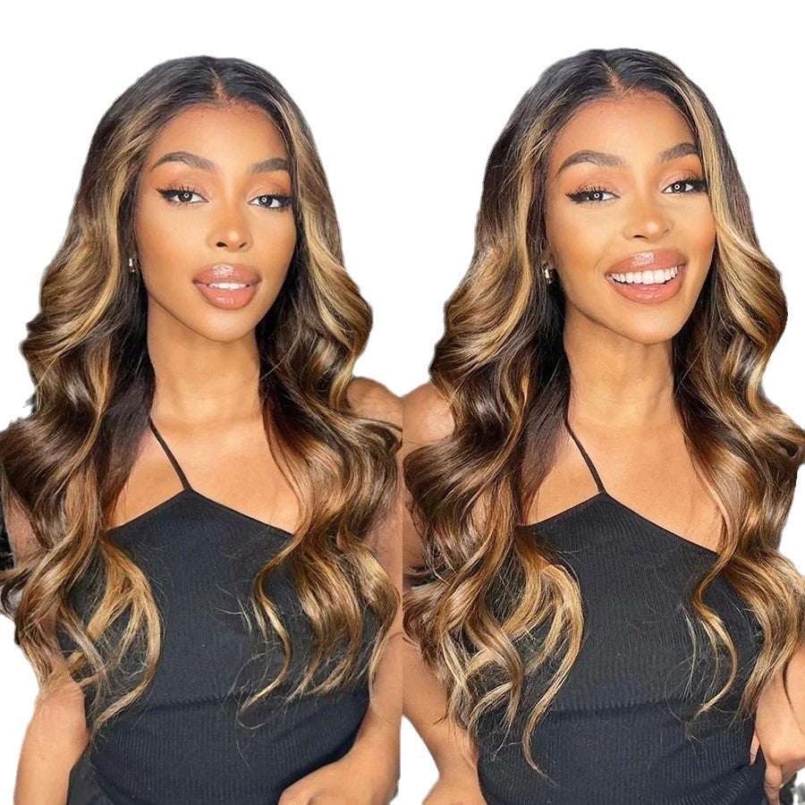 Women's Front Lace Sheath Gradient Curly Hair Big Wave Wig Long Curls