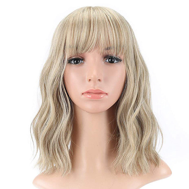 Halloween Bangs Color Short Curly Hair Long Straight Wig