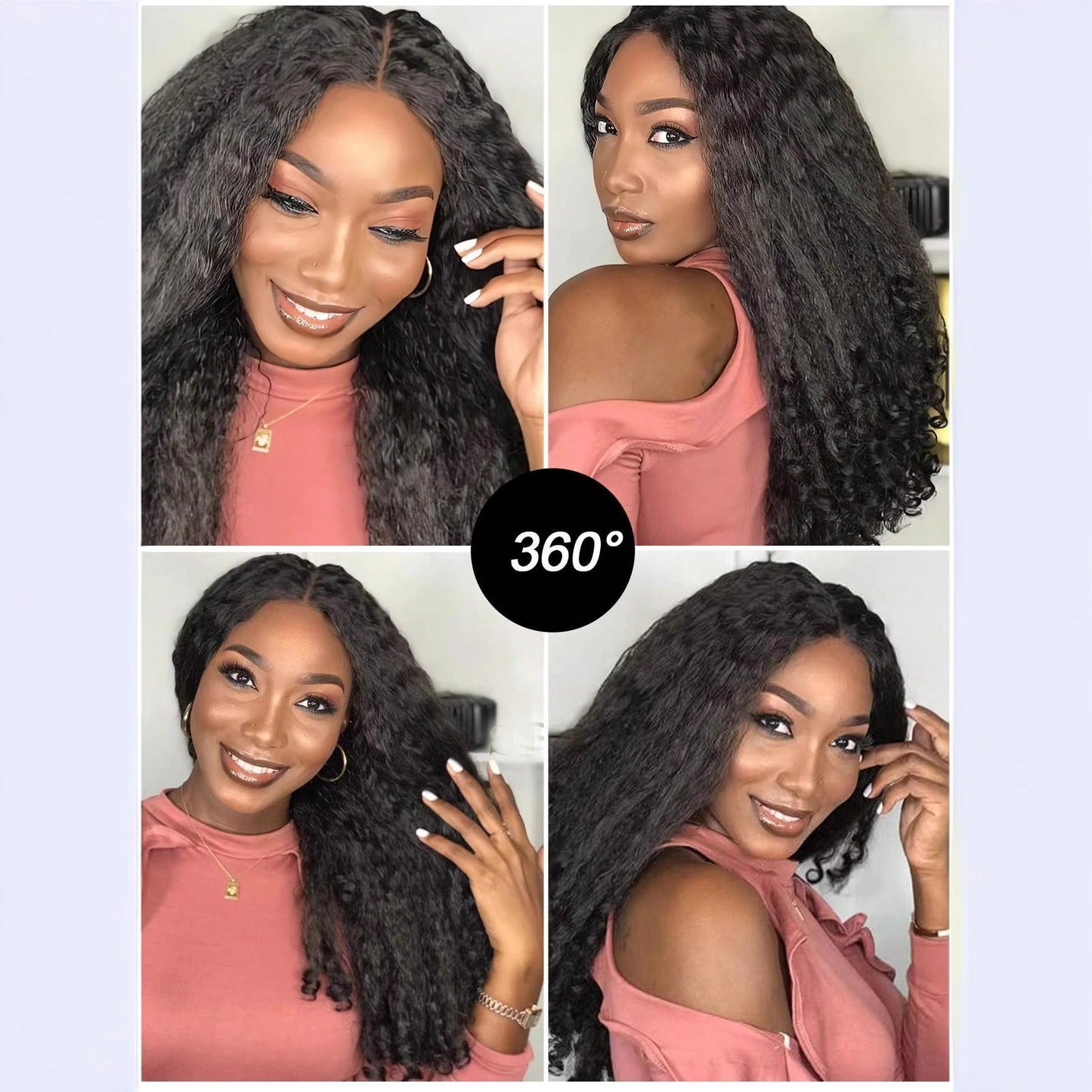 African Straight Hair Tail Curly Chemical Fiber V-shaped Top Wig Long Curls