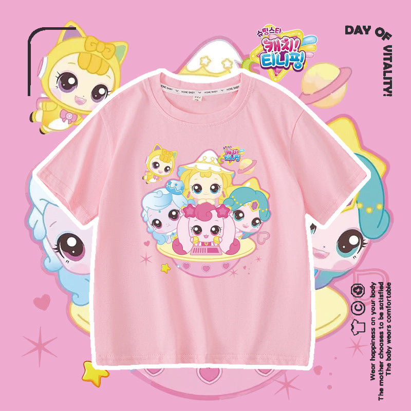 Wonderful Love Cute Short Sleeve Summer Fashionable Round Neck Cotton Children's T-shirt