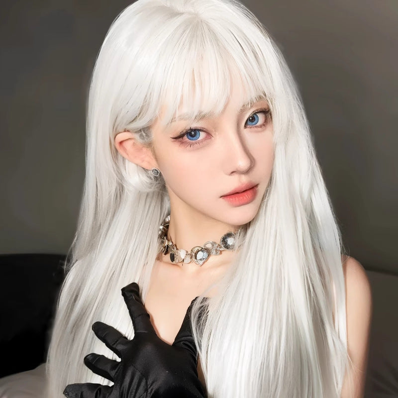 Female Hair Anime Universal Two-dimensional Pure White Natural Simulation Full Long Straight Wig