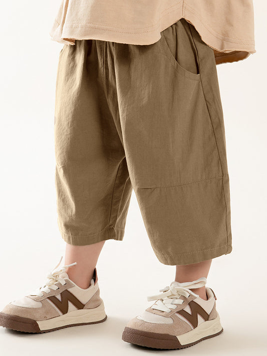 Children's Clothing Boy's Cropped Trousers Summer Korean Solid Color Thin Children's Pants