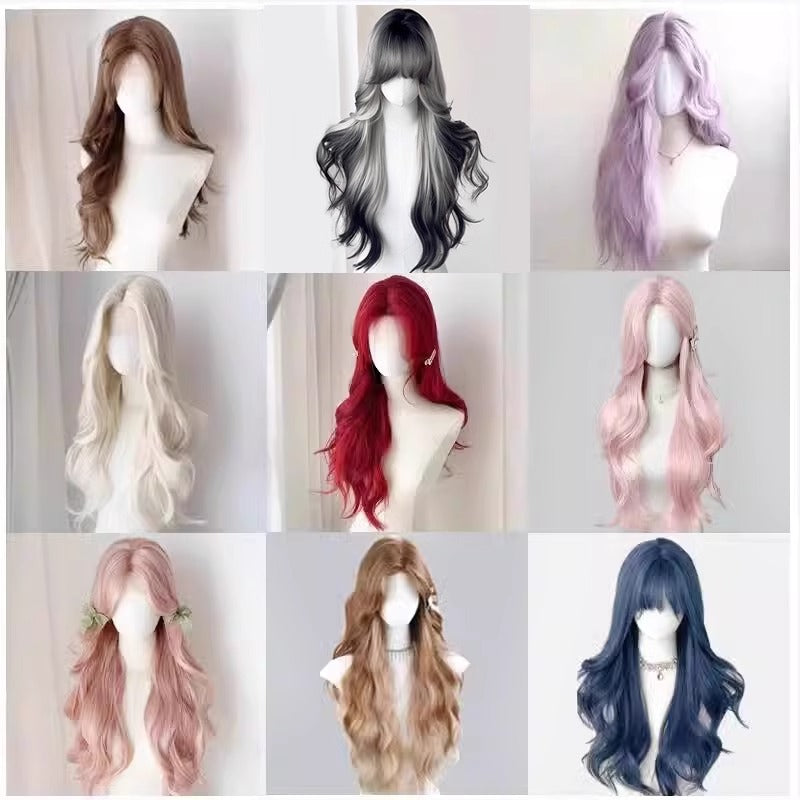 Women's Hand-woven Mid-length Curly Hair Dyed Collection Wig Long Curls