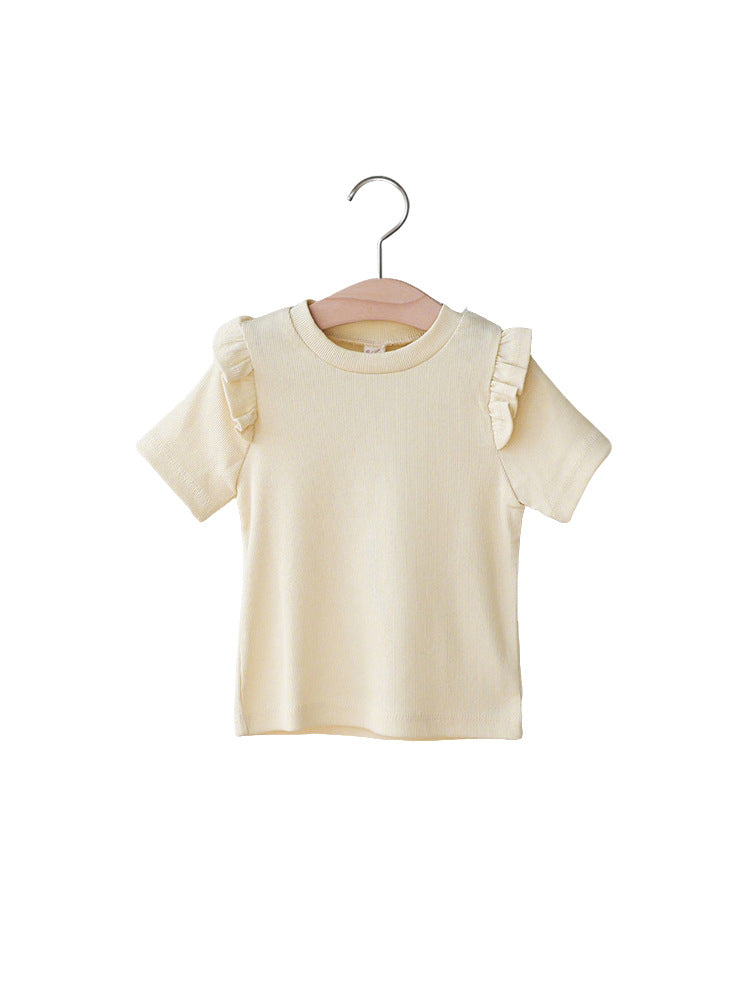Summer Strawberry Stretch Cotton Soft Round Neck Short Children's T-shirt