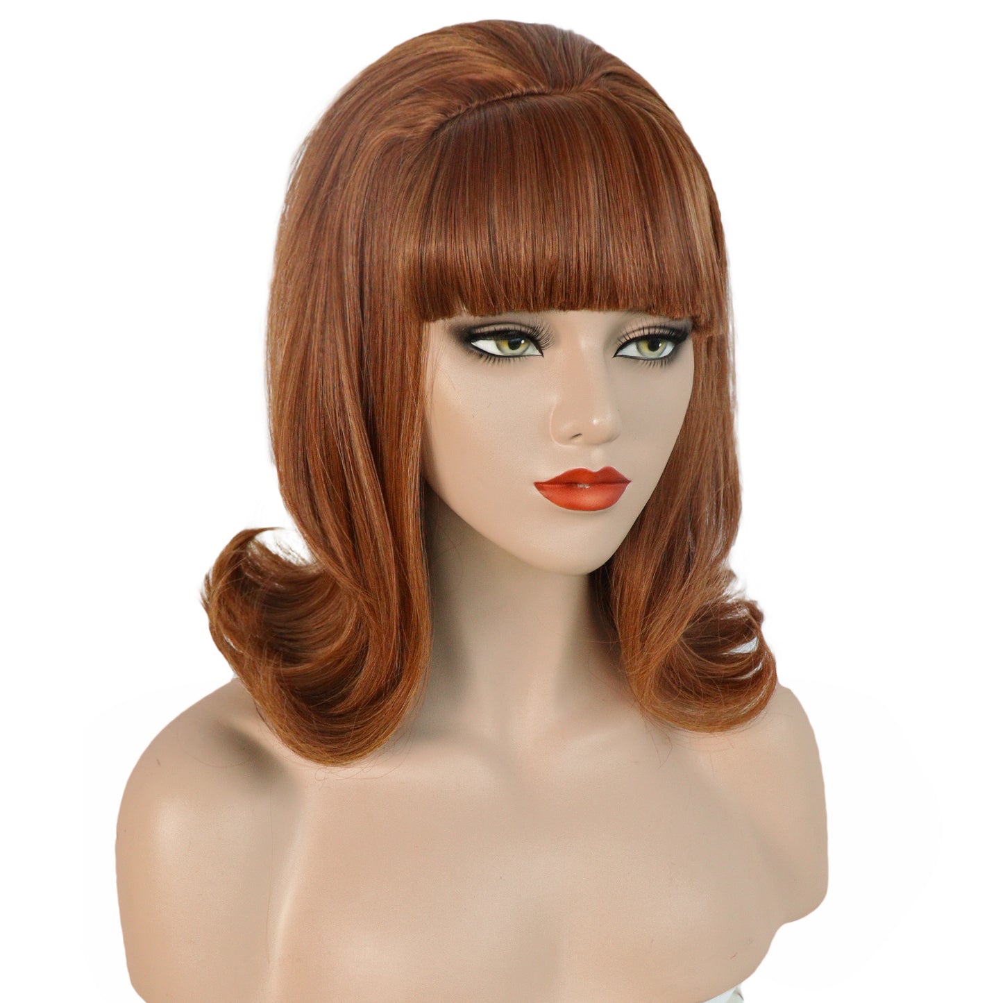 Women's Vintage Tall Hat For With Brown Wig Short Curly Hair