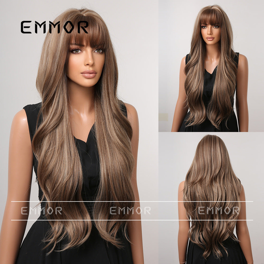 Big Wave Curly Hair Gradient Brown Wig Long Curls