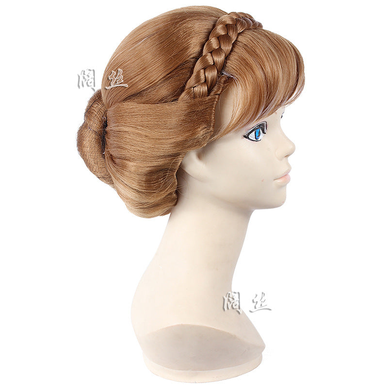 Silk Anna Princess Frozen Updo Hair Highlight Style Cos Wig