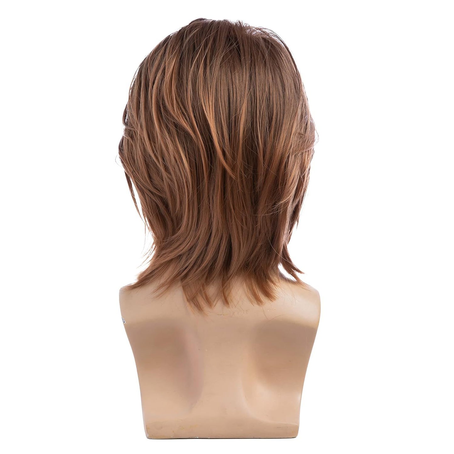 Men's Brown Fashion Medium Long Hair Synthetic Men's Wig