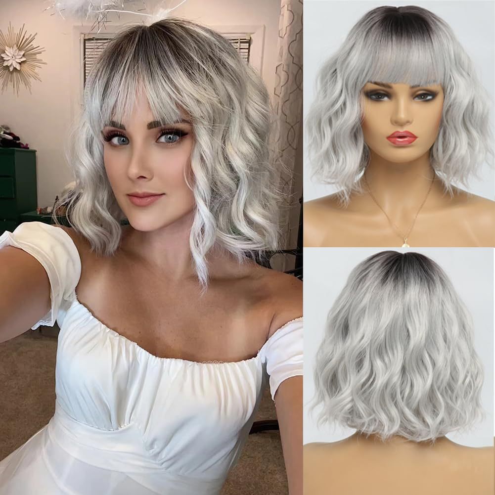 Women's Wave Head Water Corrugated Bangs Fluffy Cover Wig Short Curly Hair