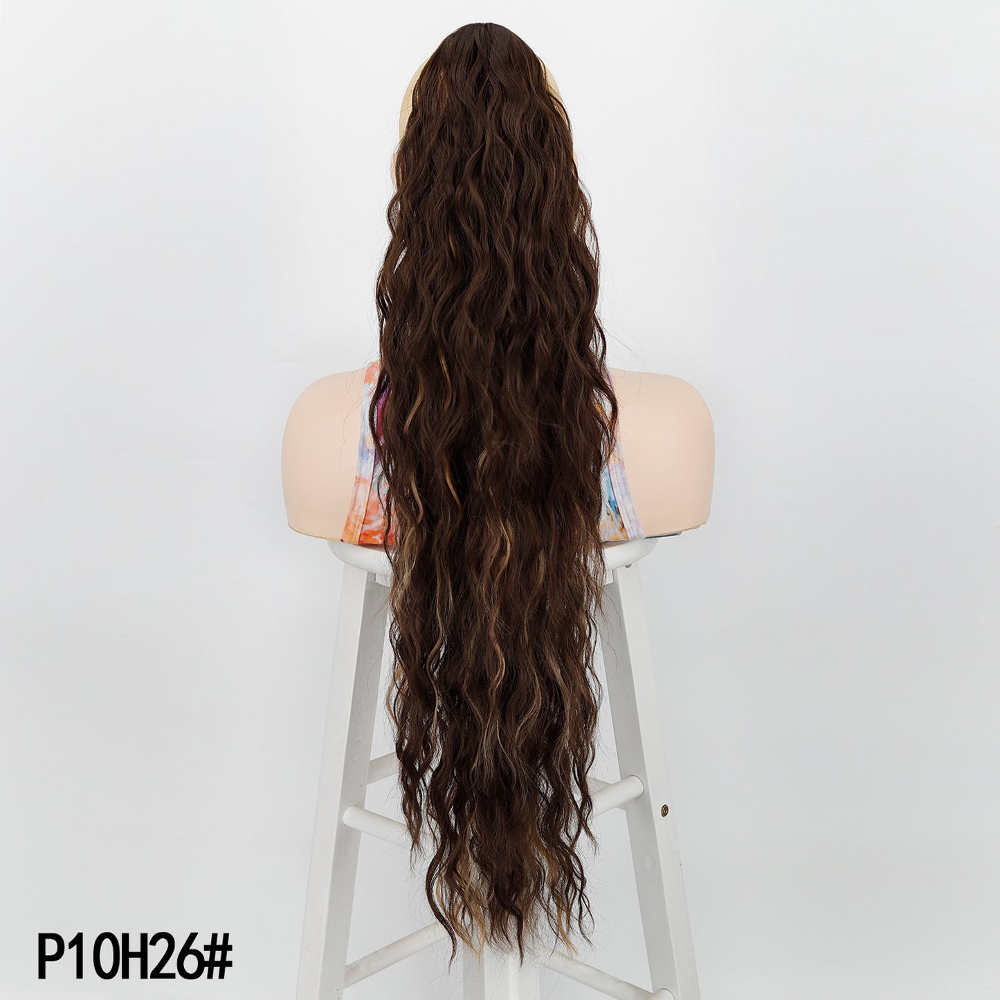 Women's Water Ripple Fluffy Long Curly Hair Chemical Fiber Silk Height Wig Ponytail