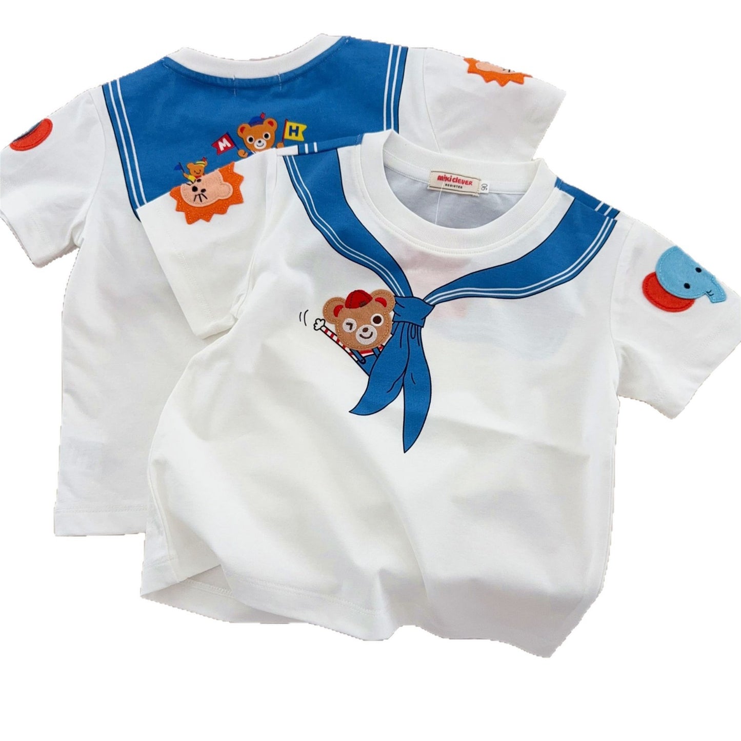 Children's Style Inner Wear Boys Bear Bow Tie Short Sleeve Children's T-shirt