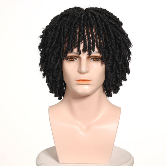 Men's African Dreadlocks Hollow Tube Curved For Black Synthetic Men's Wig