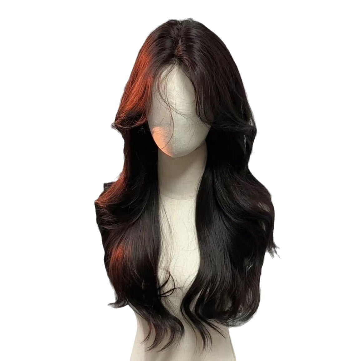 Front Lace Female Mid-length Fluffy Bangs Curly Wig Long Curls
