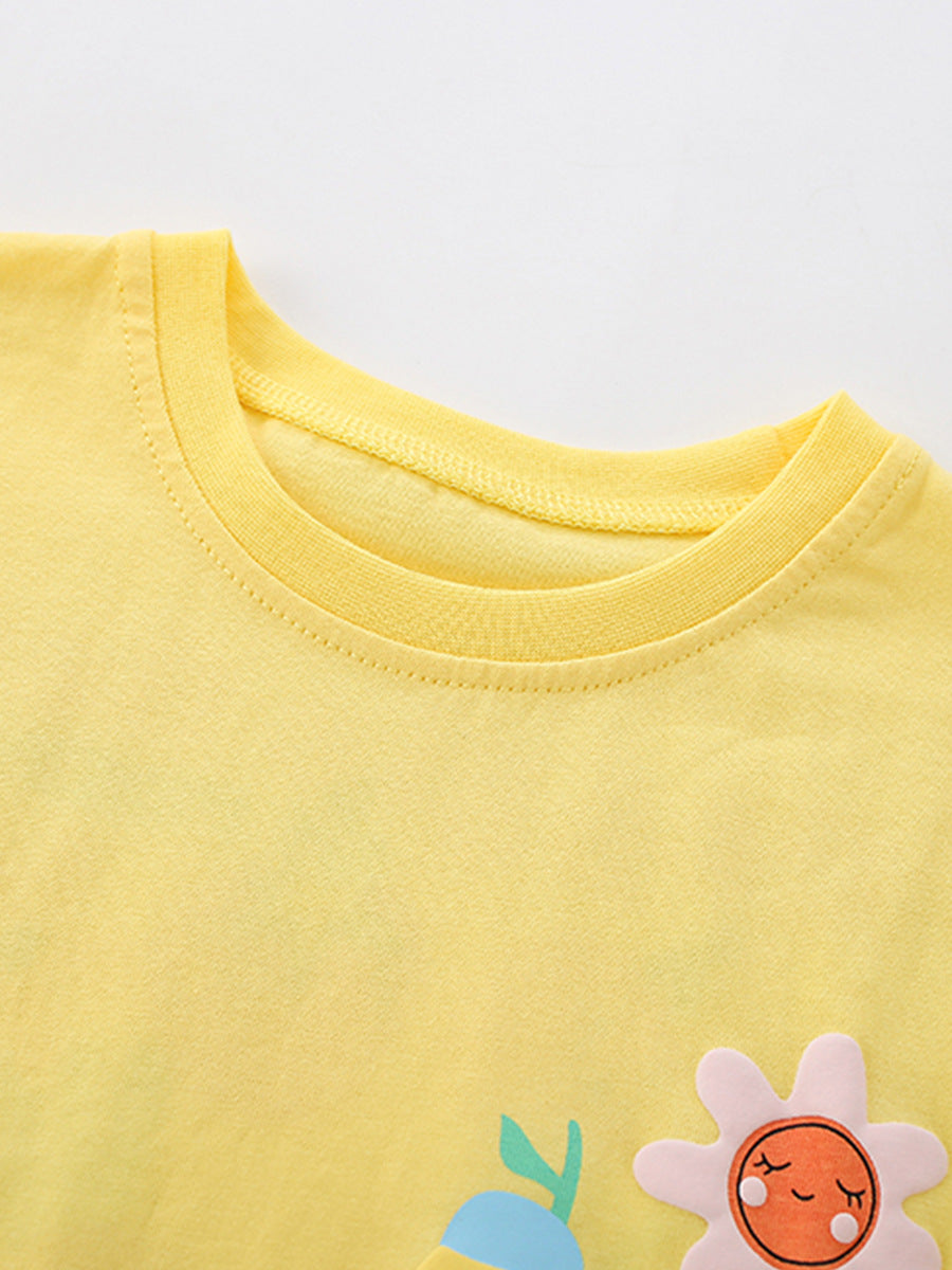 Children's Cartoon Fruit Round Neck Printed Short-sleeved Children's Suit