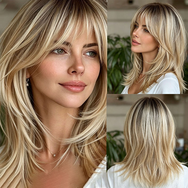 Cover Female Atmosphere Sense Bangs Temperament Level Gradient Wig Short Straight Hair