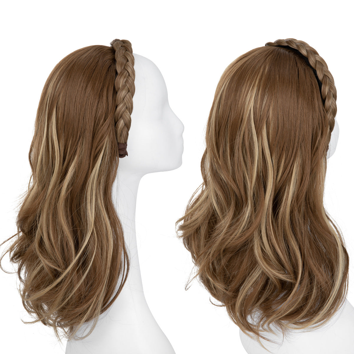 Plaits Headband One-piece Hair Replacement Curly Wig Long Curls
