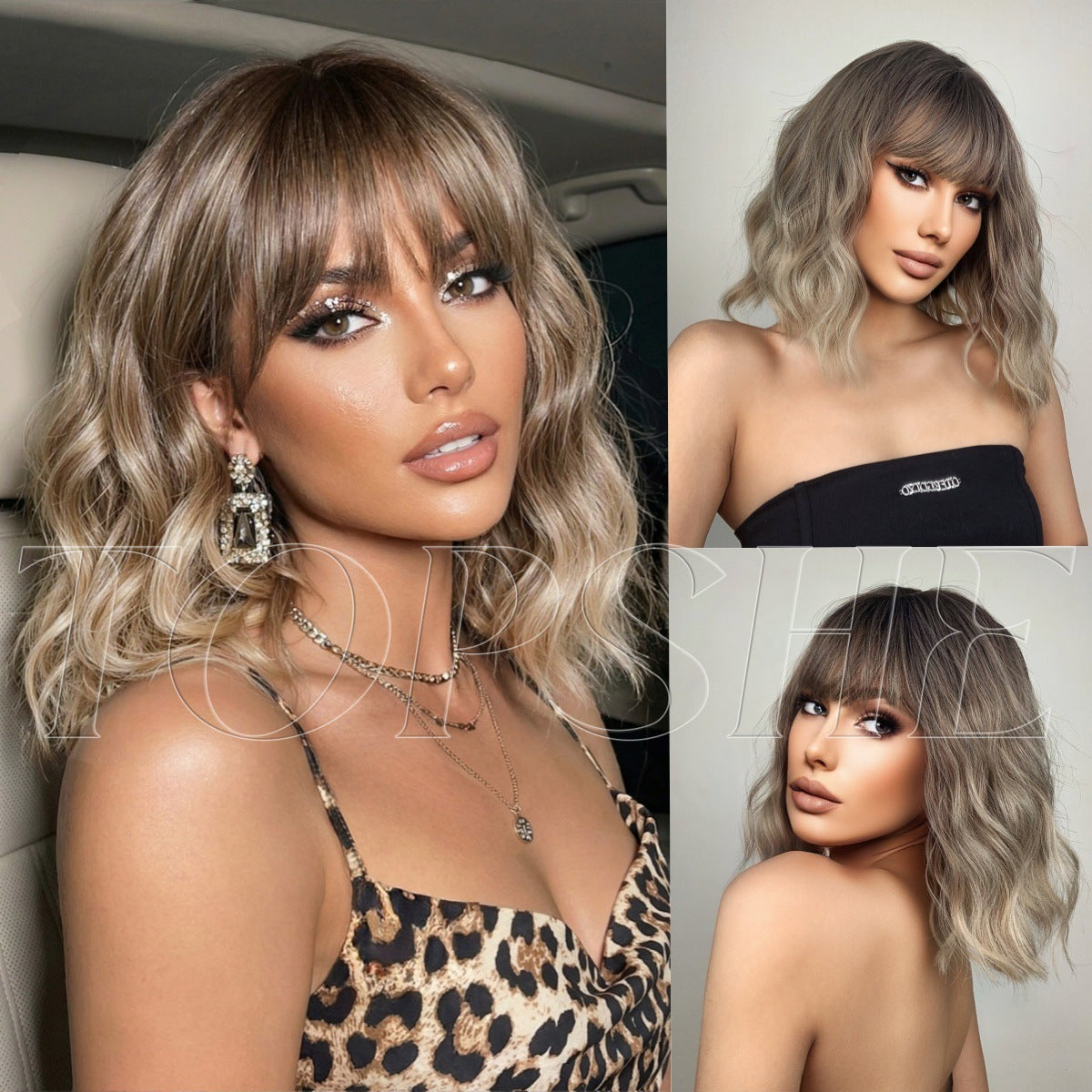 Beautiful Women's Gradually Varied Pink For Wig Short Curly Hair