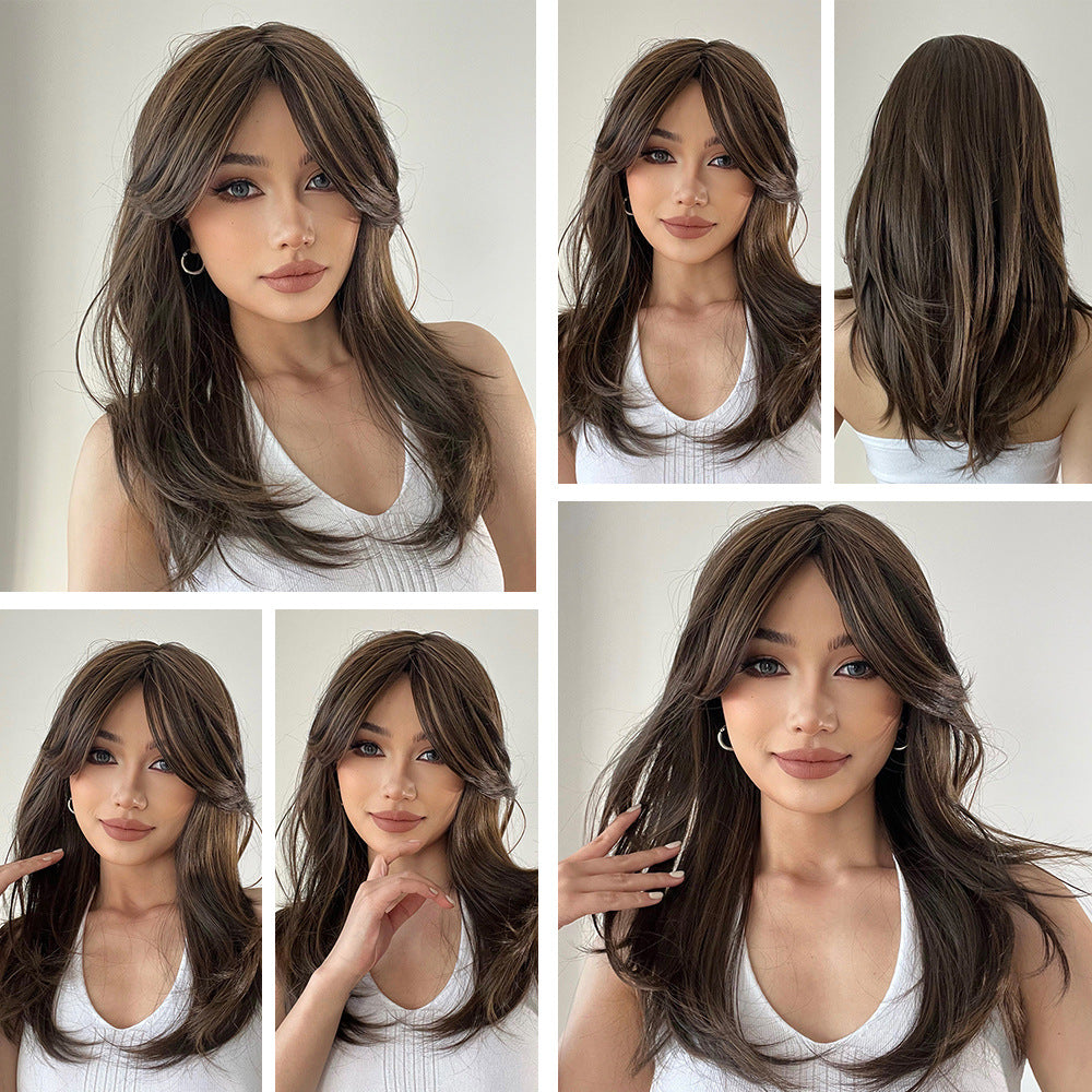 Women's Split Black Brown Fiber Everyday Fashion Long Straight Wig