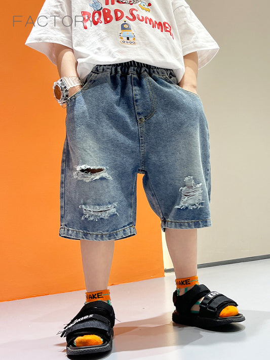 Children's Shorts Summer Boys Trendy Cool Ripped Baggy Thin Children's Pants