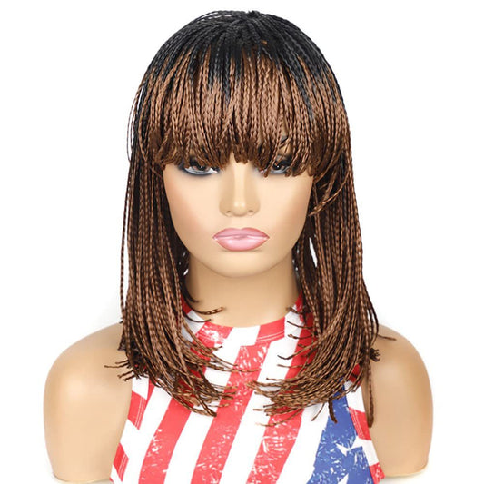 Women's African Crochet Chemical Fiber Small Braid Wig Short Straight Hair