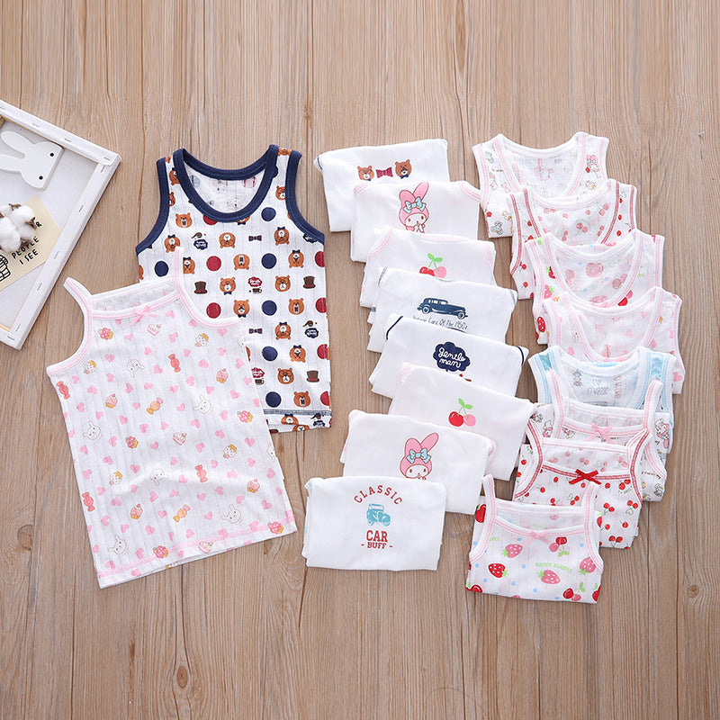 Distribution Jacquard Knit Breathable Bottoming Home Boys Vest Short Sleeve Children's T-shirt