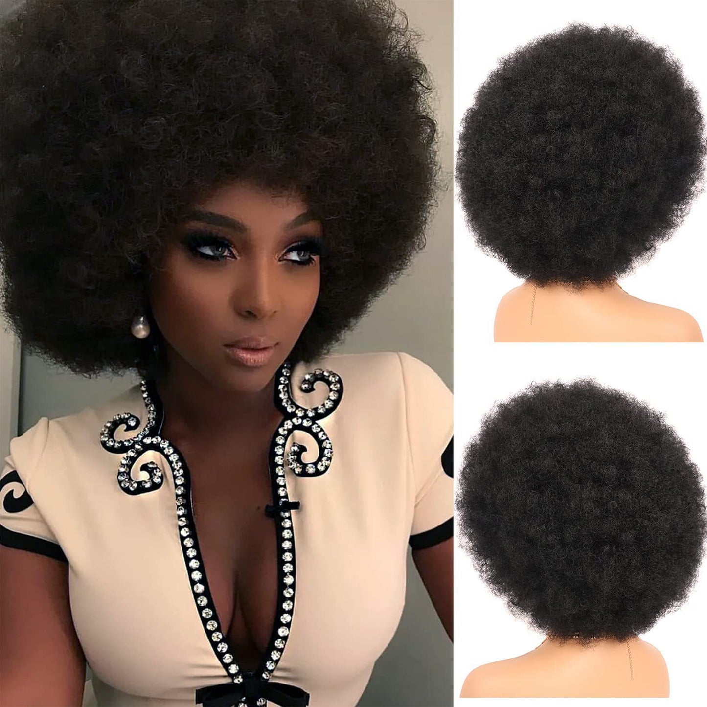 African Afro Micro Volume Chemical Fiber Role Play Performance Wig Short Curly Hair