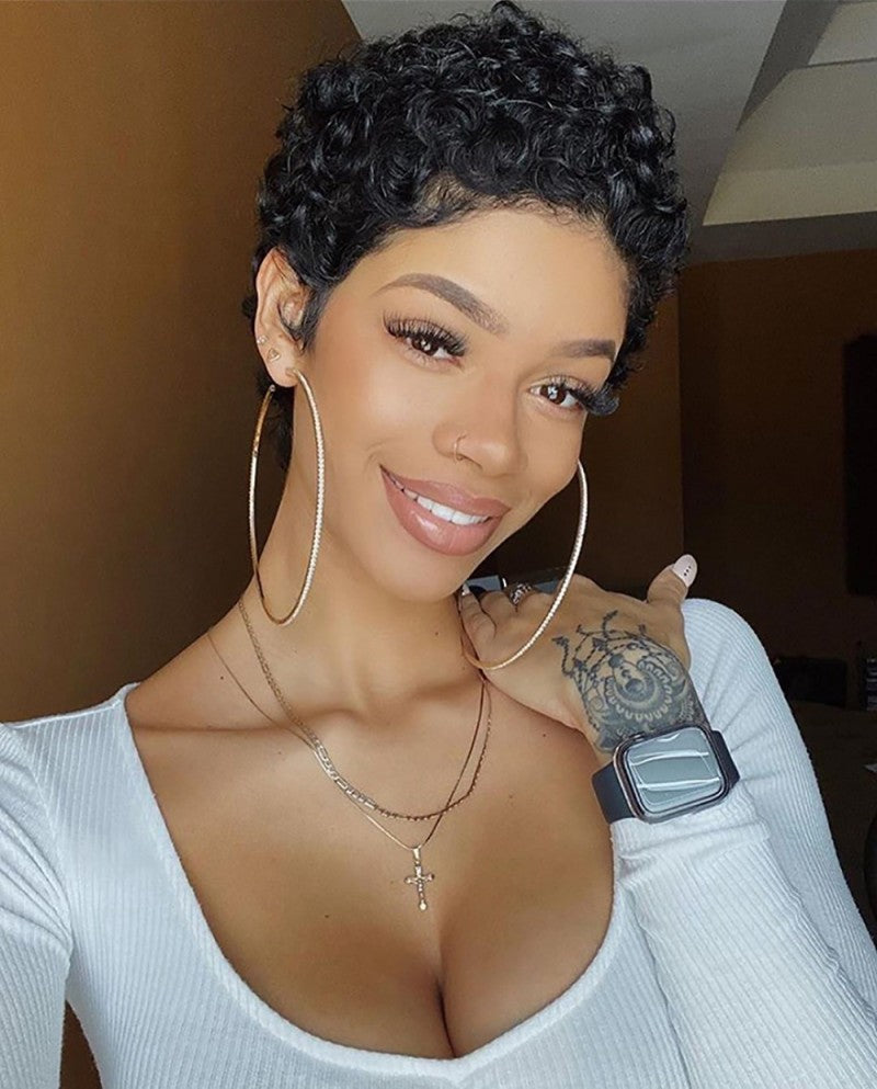 Attractive Fashion Human Brazilian High Quality Wig Short Curly Hair
