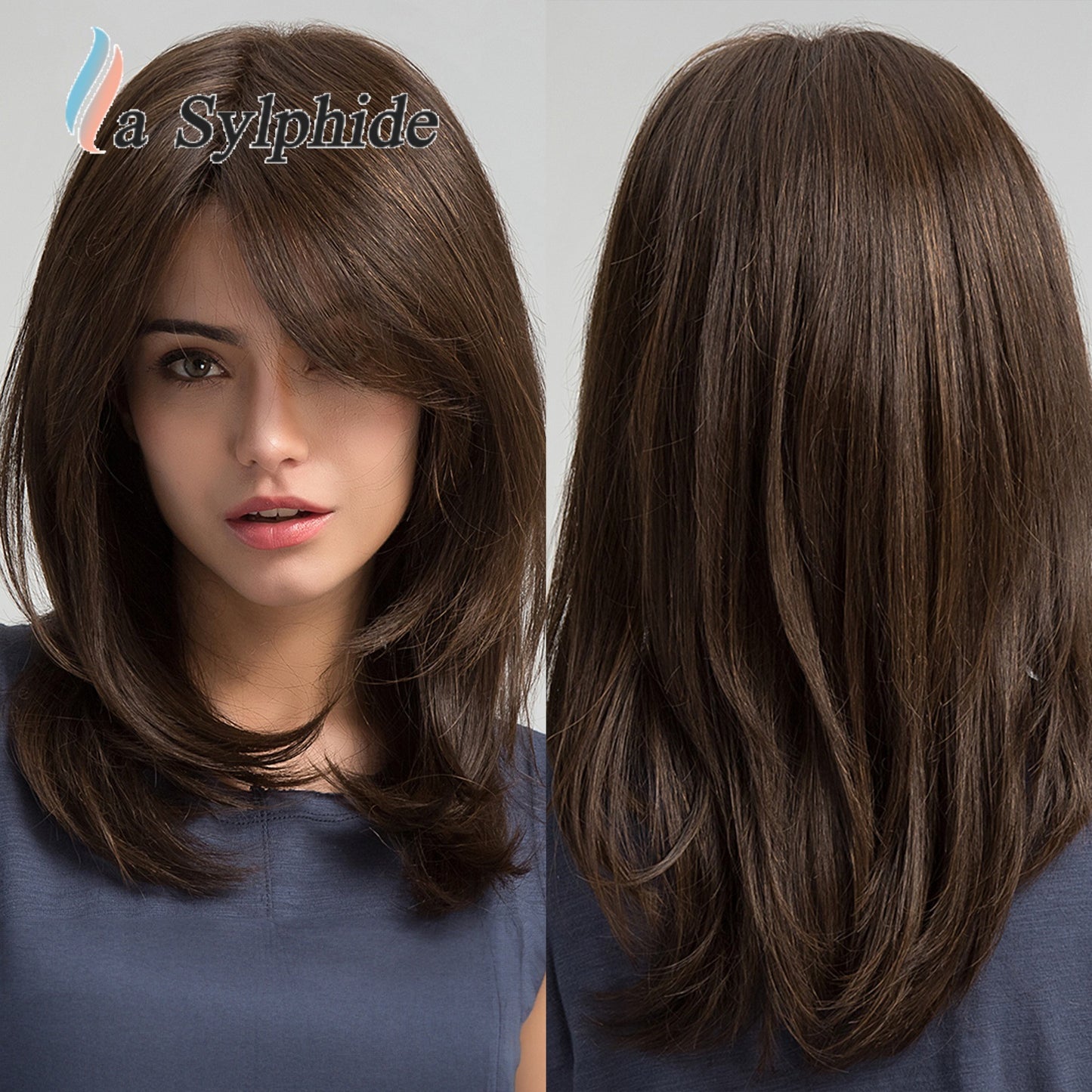 Brown Partial Hair Matte Fiber Age Reducing High Level Collarbone Long Straight Wig