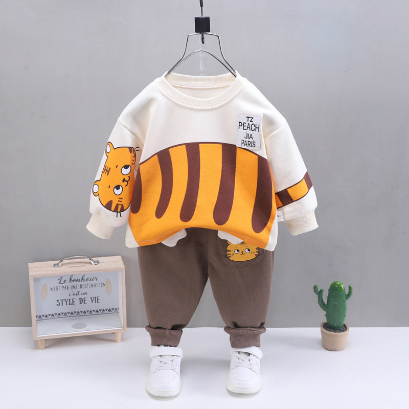 Children's Two-piece Cartoon Lapel Boys Autumn Clothing Children's Suit