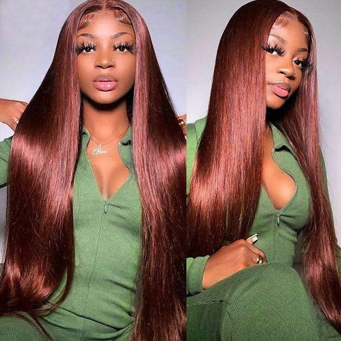 Classy Beautiful Unique Source Red Brown Wig Long Curls