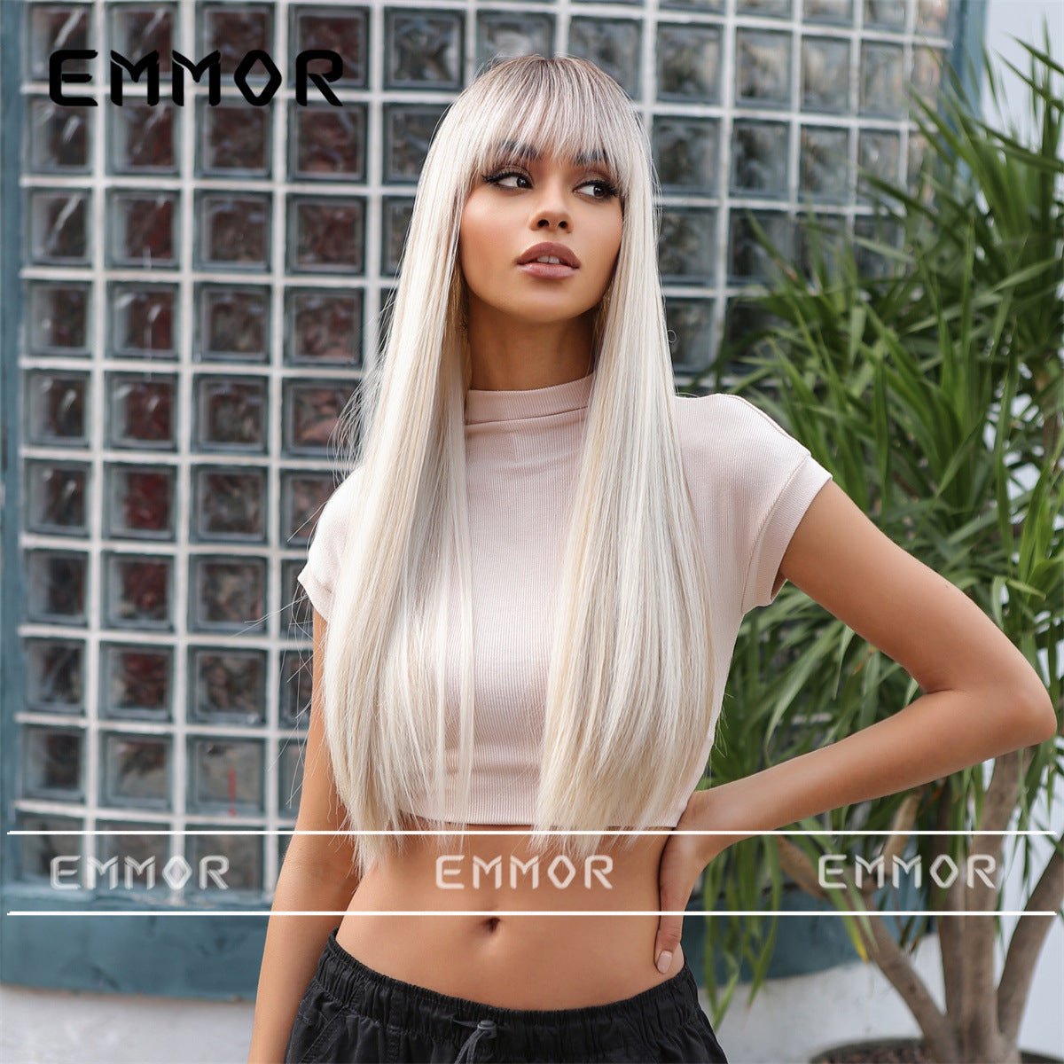 Female Natural Hair Full Top Fluffy Gradient Long Straight Wig