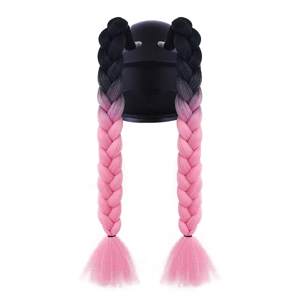 Helmet Braid Color Double Twist Decoration Electric Wig Ponytail