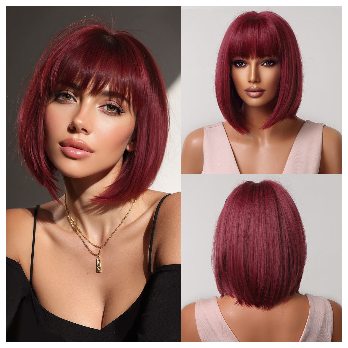 Female Summer Wave Head Clavicle Chemical Wig Short Straight Hair