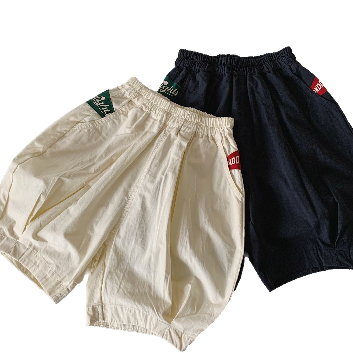 Children's Summer Korean Style Solid Color Patch Fifth Children's Pants