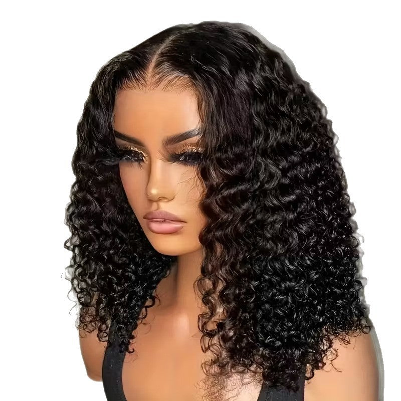 Women's Medium African Wigs With Small Chemical Wig Short Curly Hair