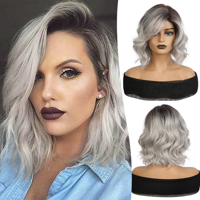 Female Gradient Color Full Top Cover Wig Short Curly Hair
