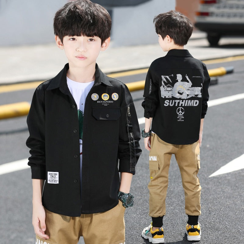 Children's Long Sleeve Spring Coat Big Clothing Top Children's Shirt