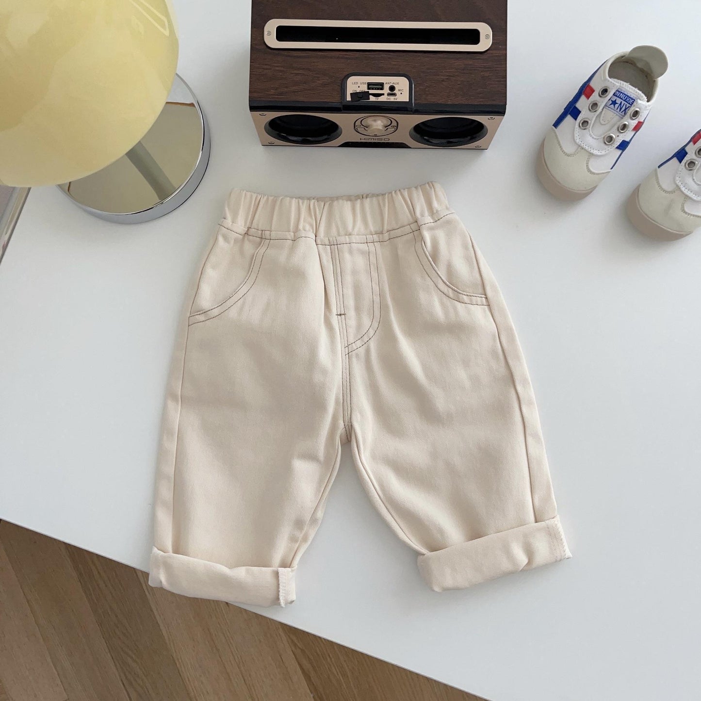 Children's Beautiful Jeans Fashionable Solid Color Soft Straight Children's Pants