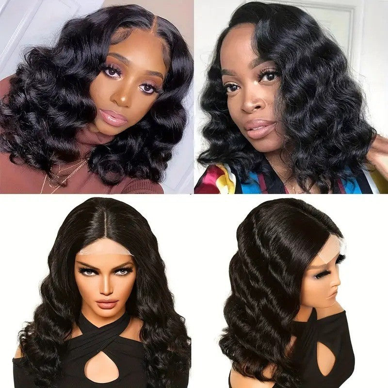 Women's Fashion Forehead Lace Big Wave Medium Wig Short Curly Hair