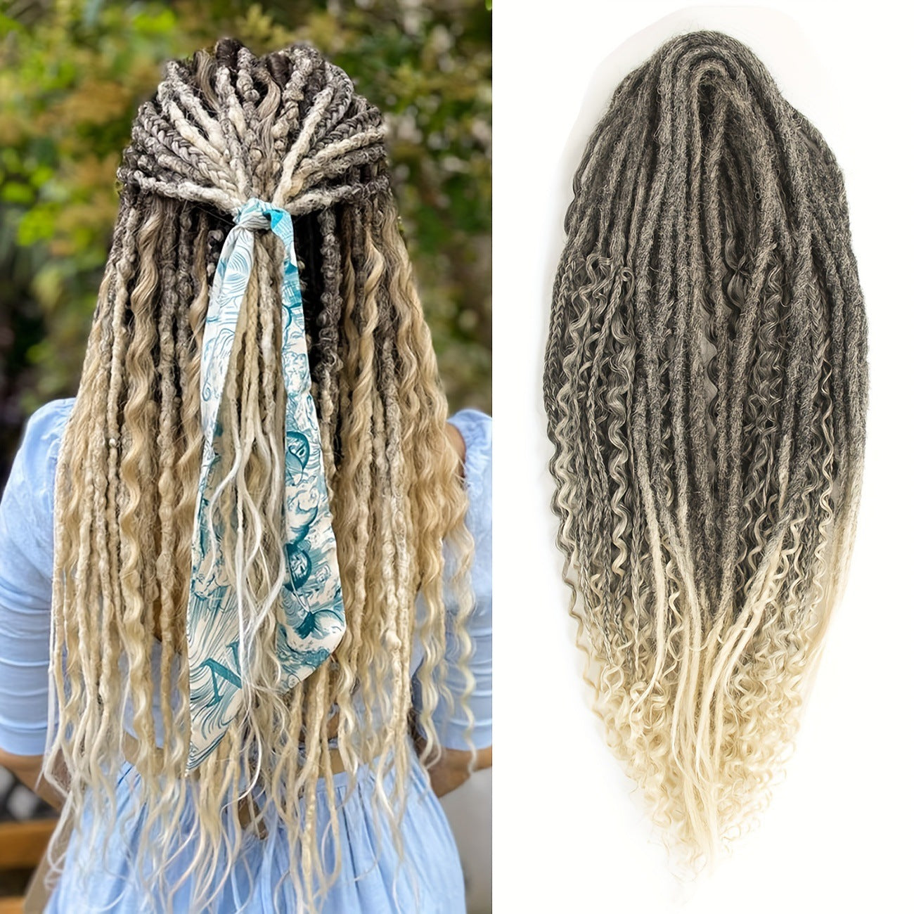 Three-strand Braid Double Tail Rolled Dreadlocks Other Wig