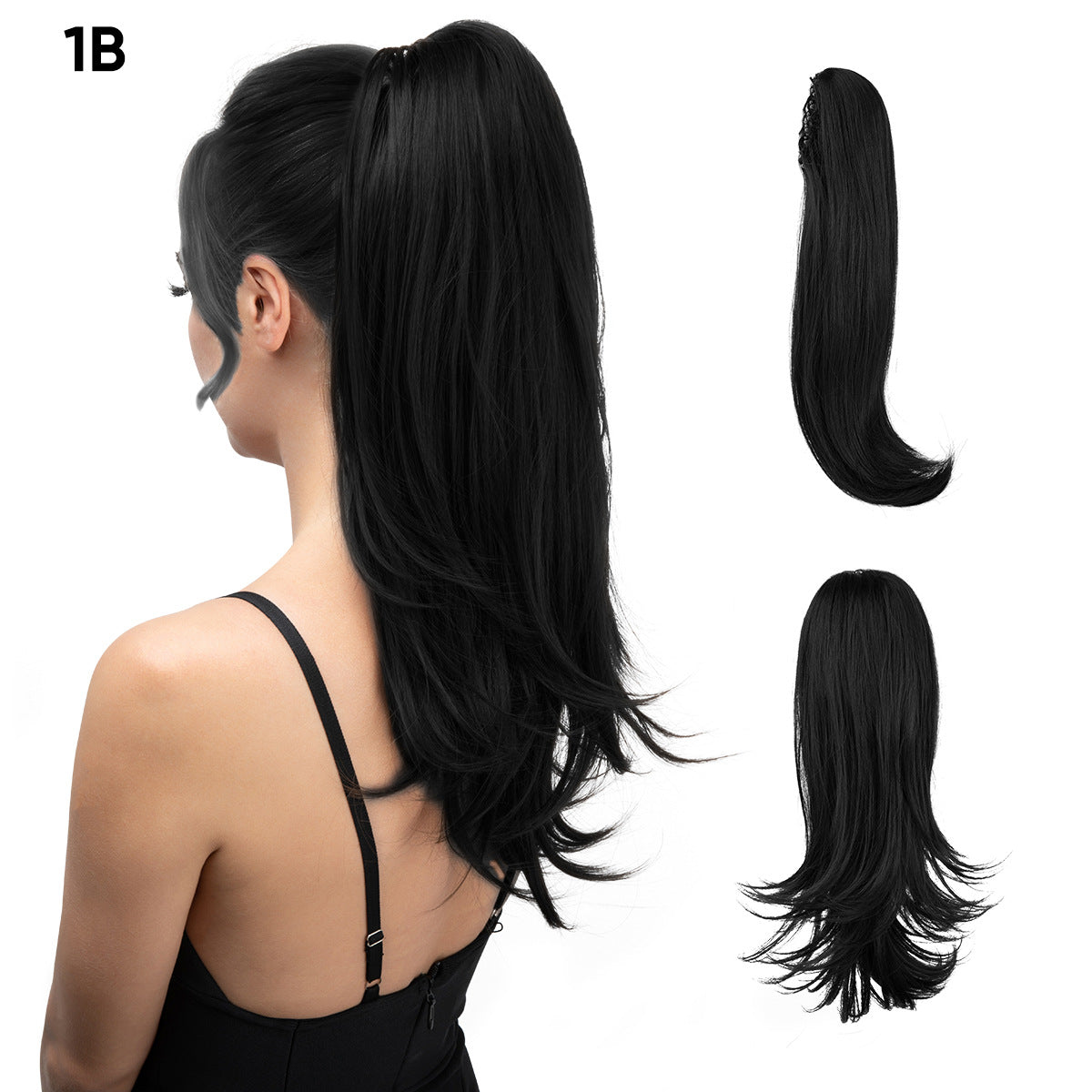 Women's Short Hair Chemical Fiber Height Natural Fluffy Long Curly Jaws Wig Ponytail