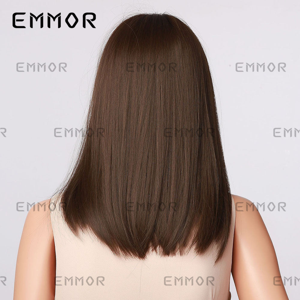 Black Brown Shoulder Hair Curling Modified Face Long Straight Wig