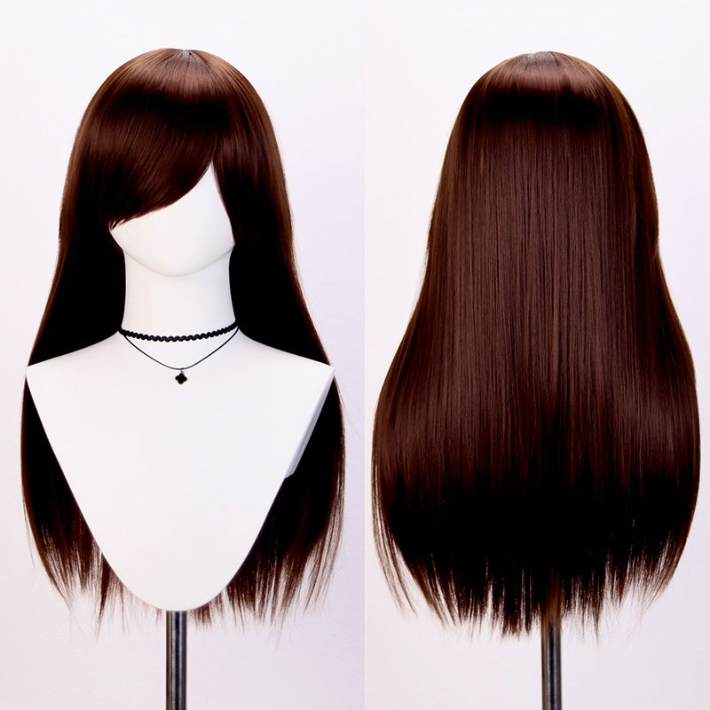Universal Rose Net Scalp Top Mao Shape Long Bangs Straight Cos Wig