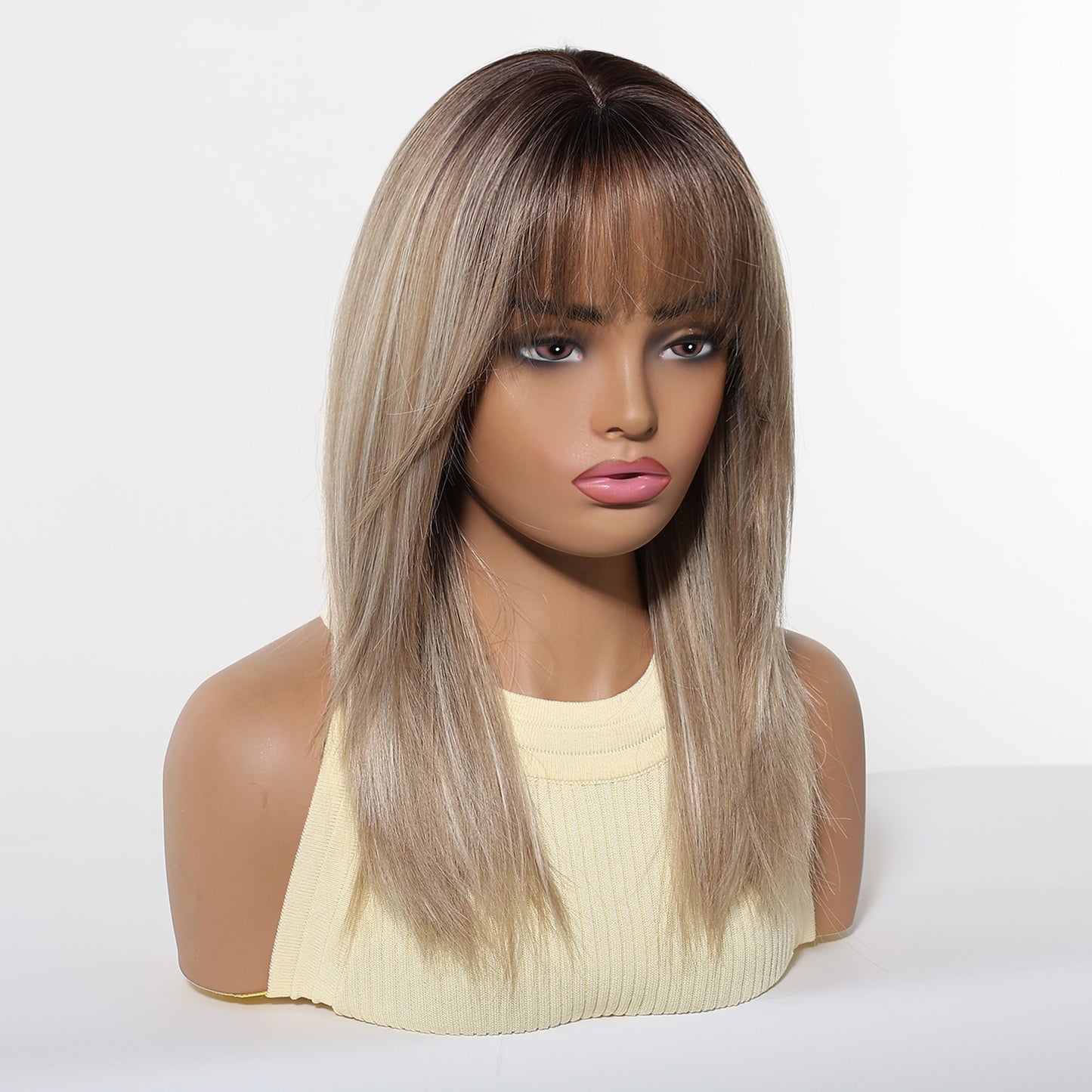 Craft Big Scalp Natural Layering Bangs Long Straight Wig